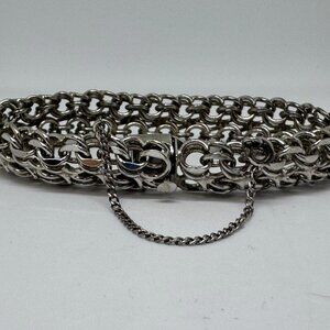 Rhythm Vintage Sterling Silver 925 Double Link Charm Bracelet